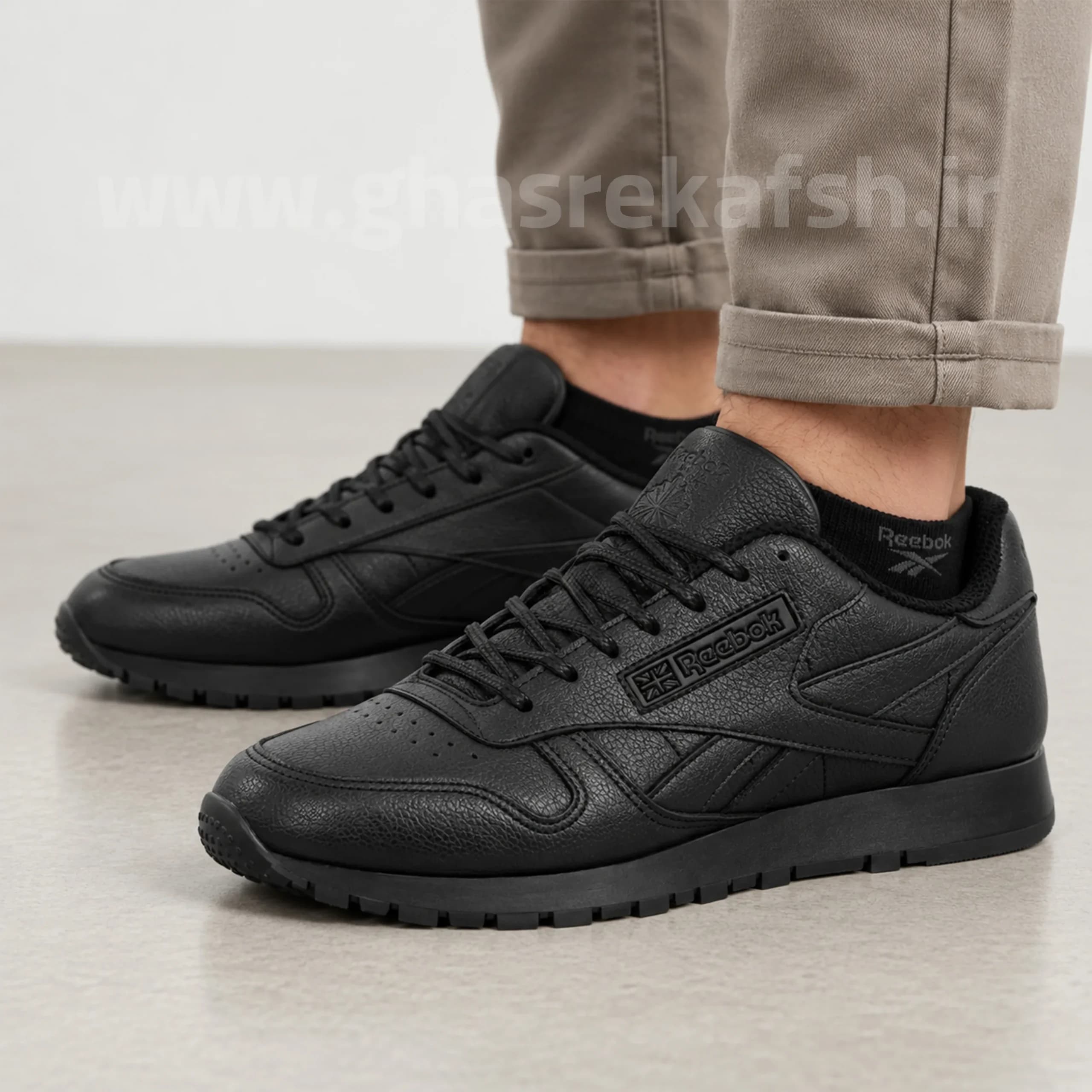 کتونی ریباک کلاسیک Reebok Classic چرمی مردانه مشکی کد 46