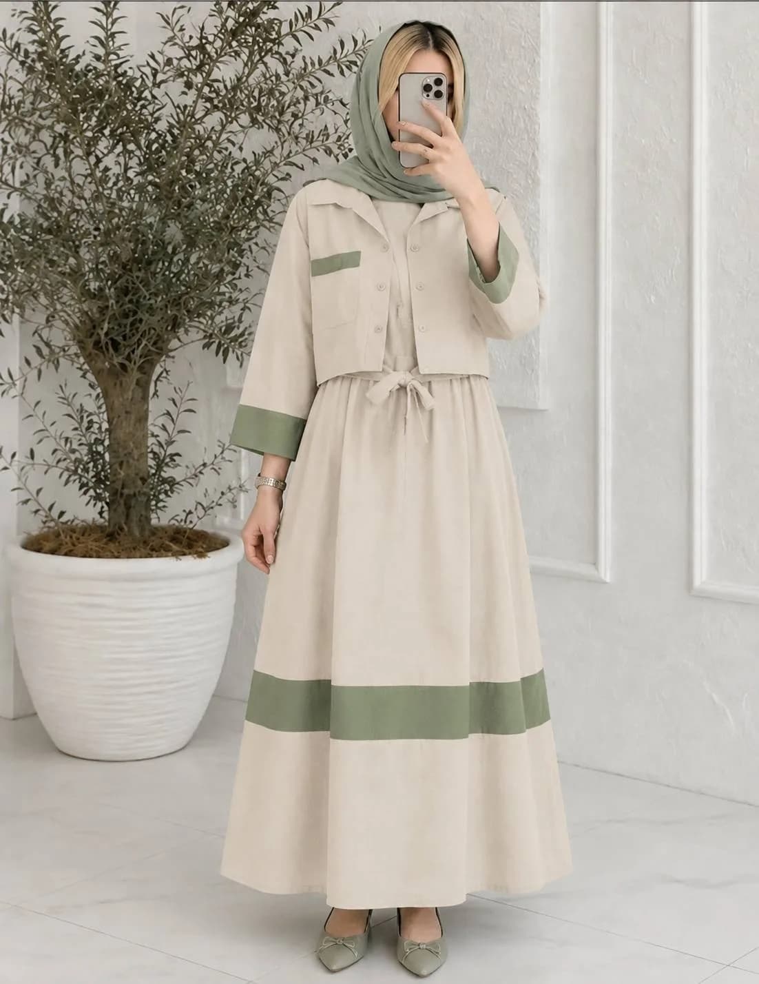 ست سه تیکه (سارافون و کت و کمربند) مدل گندم