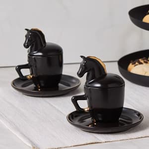 ست قهوه خوری دونفره Karaca Black Horse ( با 8 قیراط طلای خالص) کاراجا