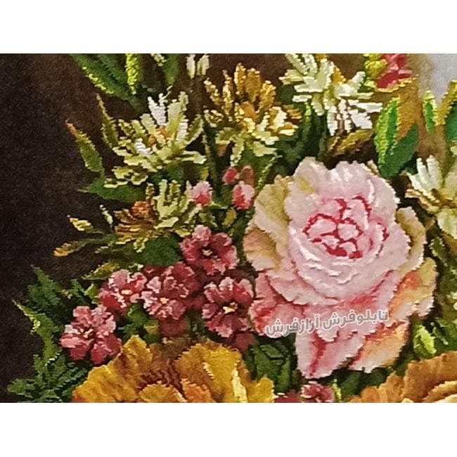 تابلوفرش دستباف گلدان گل رز – 1280 — تصویر ۲