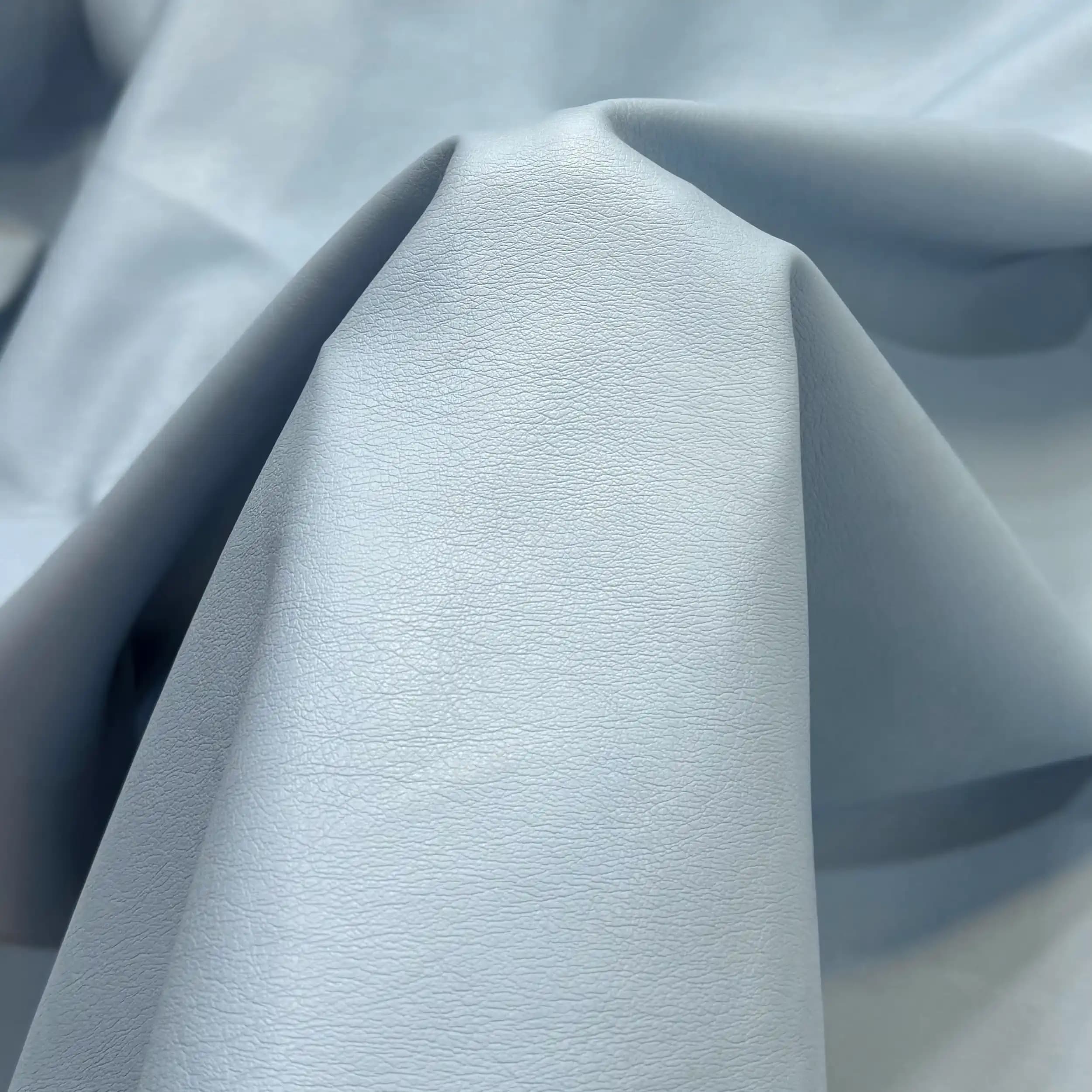 پارچه چرم پشت کتان مات رنگ آبی — تصویر ۳