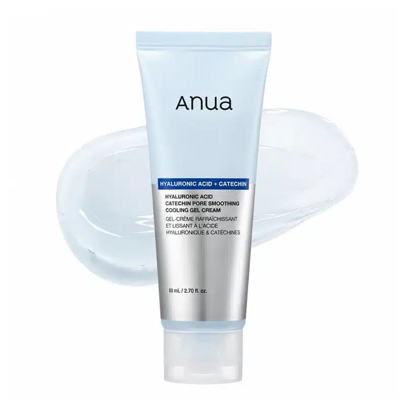 کرم ژل خنک‌ کننده و جمع‌ کننده منافذ آنوا Anua حاوی هیالورونیک اسید و کاتچین مدل Hyaluronic Acid Catechin Pore Smoothing Cooling Gel Cream (80 میل)