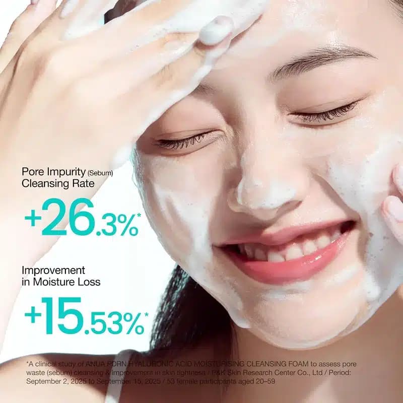فوم شستشو صورت آبرسان آنوا Anua حاوی PDRN و هیالورونیک اسید مدل PDRN Hyaluronic Acid Moisturizing Cleansing Foam (150 میل) — تصویر ۳