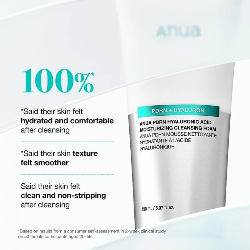 فوم شستشو صورت آبرسان آنوا Anua حاوی PDRN و هیالورونیک اسید مدل PDRN Hyaluronic Acid Moisturizing Cleansing Foam (150 میل) — تصویر ۵