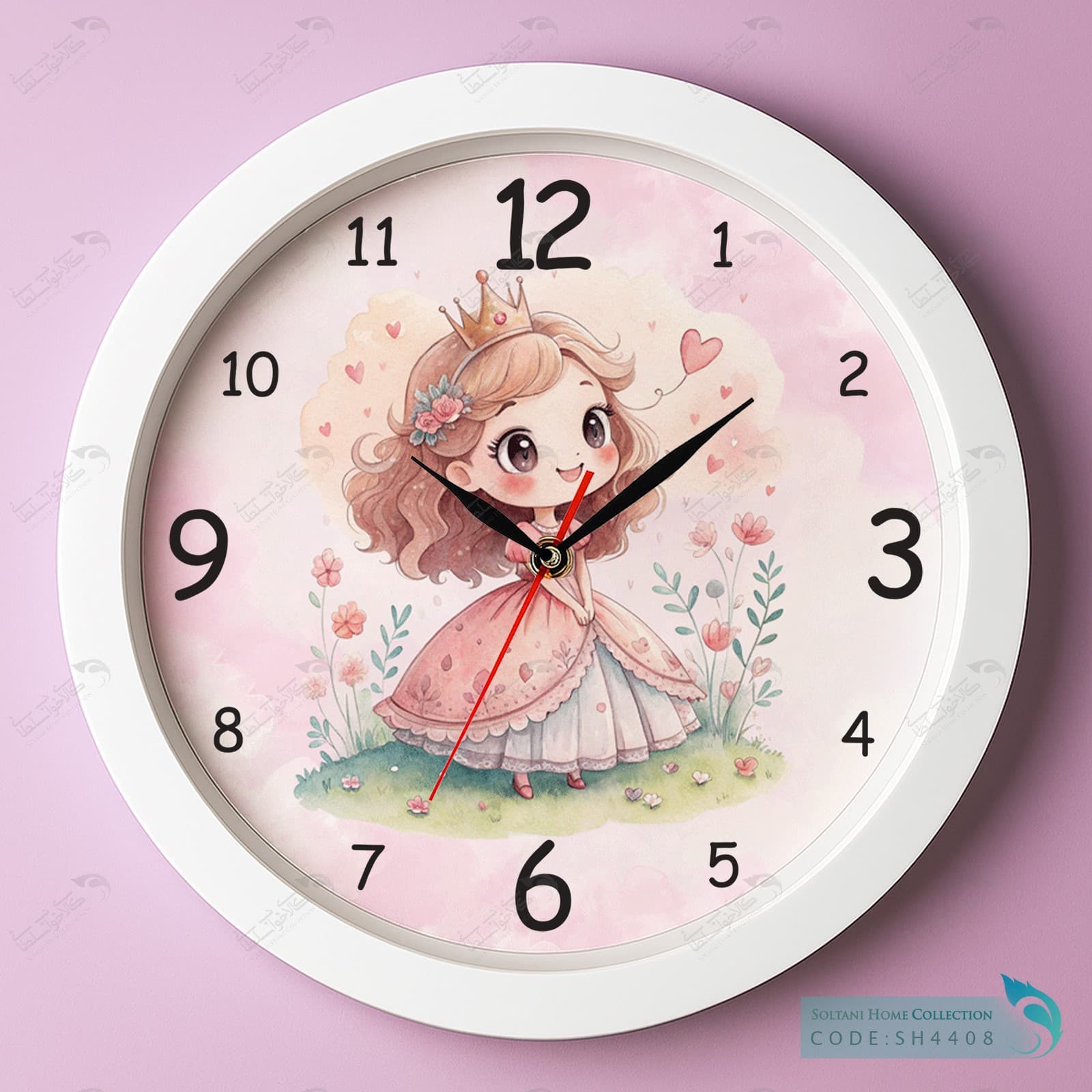 ساعت دیواری دخترانه طرح پرنسس ناز کد SH4408