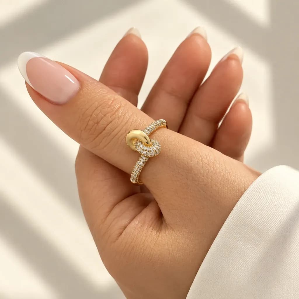 انگشتر گره نیمه نگین ژوپینگ — تصویر ۲