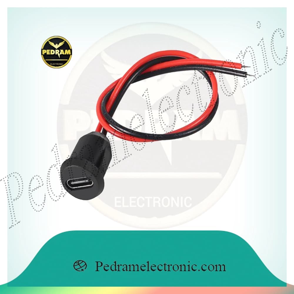 جک مادگی Type‑C سیمدار پنلی پیچخور | سوکت USB‑C مادگی با سیم آماده