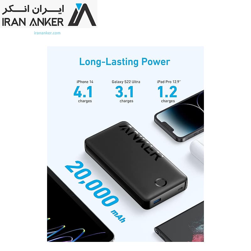 شارژر همراه انکر Anker 325 Power Bank 20K 15W مدل A1286 — تصویر ۵