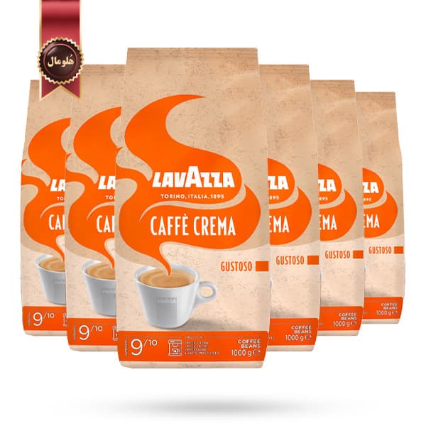6 بسته دانه قهوه لاوازا lavazza مدل کافه کرما گوستوسو caffe Crema Gustoso یک کیلویی (اورجینال)
