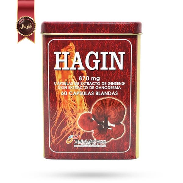 کپسول جنسینگ قرمز کره ای Hagin همراه با ژل رویال و قارچ گانودرما پک 60 عددی (اورجینال)
