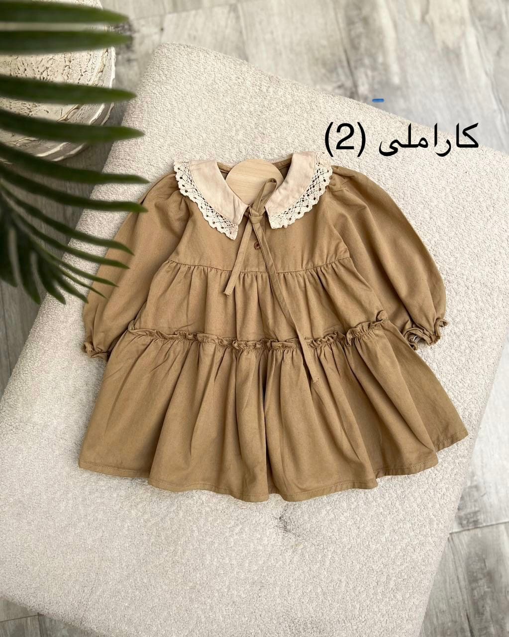 سارافون کتان یقه گیپور چیندار (S_3XL) — تصویر ۴