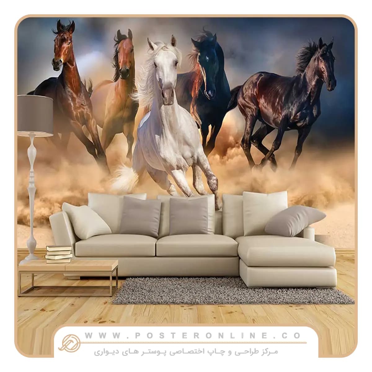 پوستر دیواری اسب ها در صحرا کد h-11287