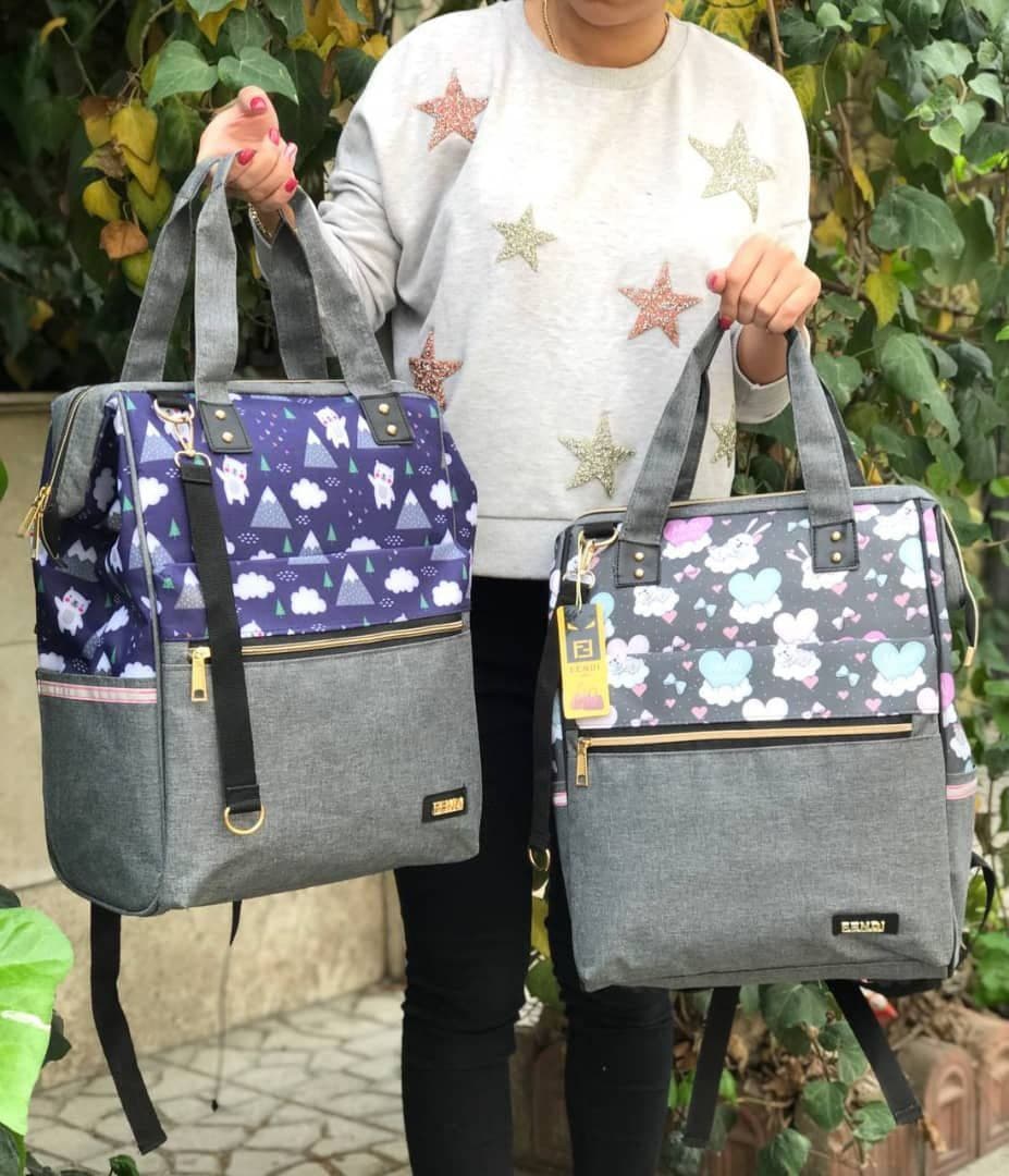 ساک کوله ای لوازم نوزاد FENDI رنگ طوسی