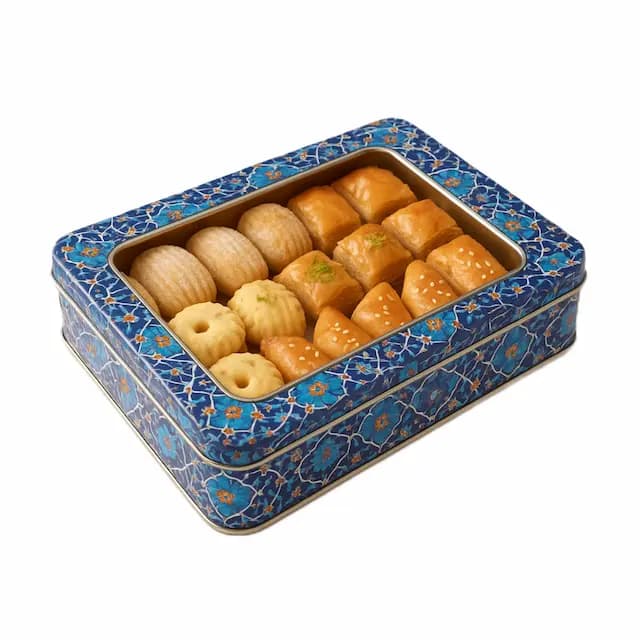 جعبه فلزی مستطیل طرح کاشیکاری
