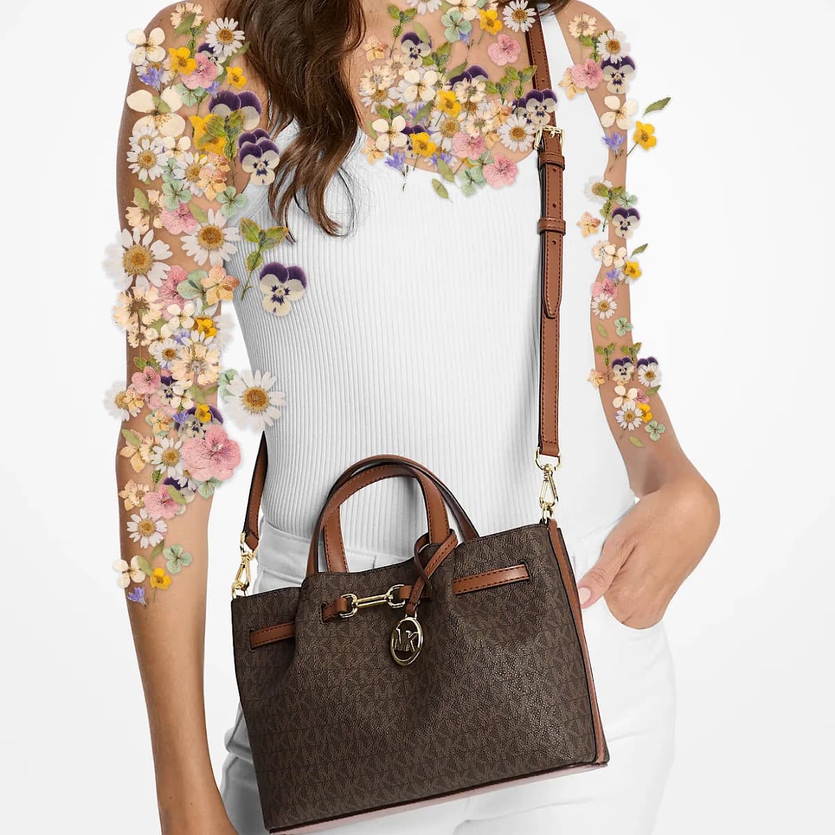 کیف مایکل کورس ( Michael Kors Carson Signature Logo Satchel Bag) — تصویر ۶