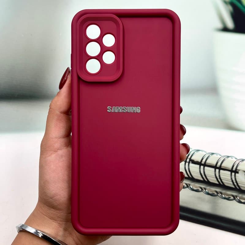 قاب گوشی Galaxy A72 سامسونگ Armor Case ضد ضربه سیلیکونی تانک سولید محافظ لنز دار برجسته زرشکی کد 851452