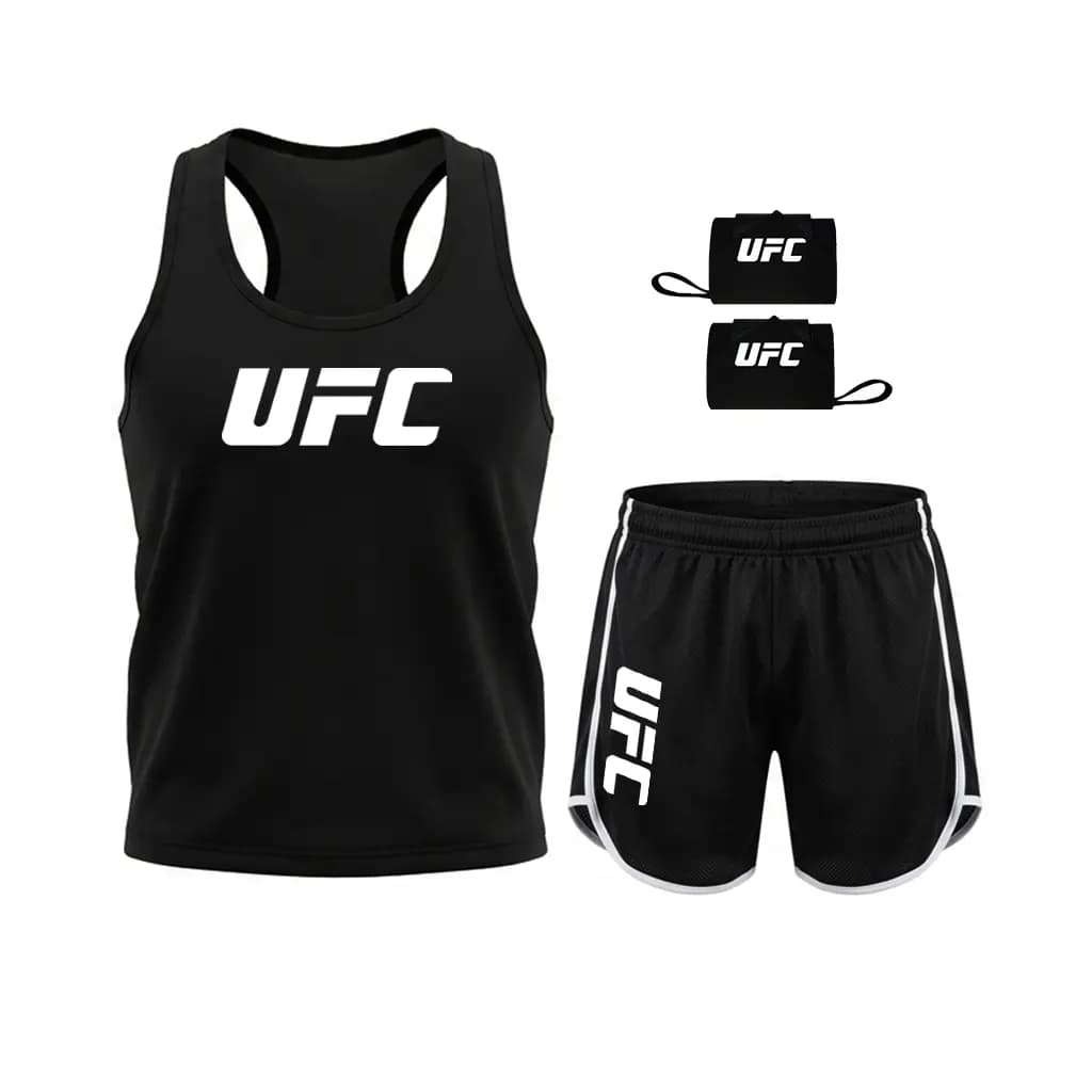 ست 4 تکه لباس ورزشی مردانه چیاکو مدل uf pro | رکابی شلوارک مچ بند مردانه UFC