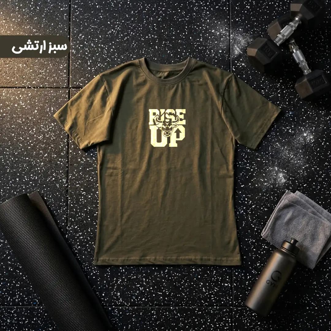 تیشرت (پولوشرت) ورزشی | بدنسازی مردانه مدل RISE UP — تصویر ۲