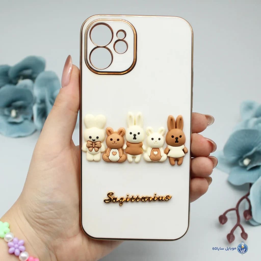 قاب گوشی IPHONE 12 اپل مدل عروسکی برجسته طرح خرگوش — تصویر ۳