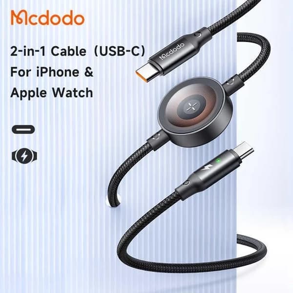 کابل شارژ دو سر تایپ سی و شارژر اپل واچ مک دودو Mcdodo CA-2580 توان ۶۰ وات طول ۱.۵ متر — تصویر ۴