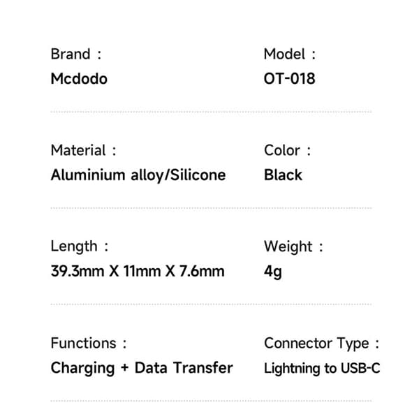تبدیل لایتنینگ به تایپ سی مک دودو Mcdodo OT-0180 توان 60 وات — تصویر ۷