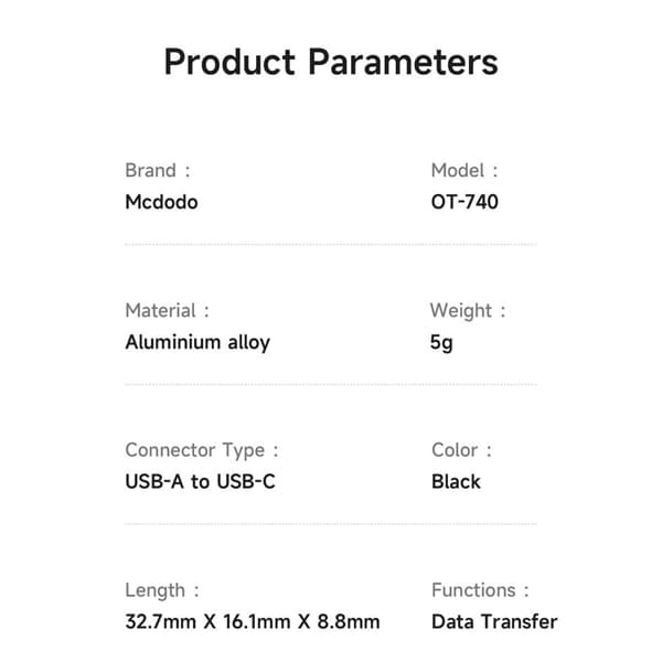 تبدیل OTG یو اس بی به تایپ سی مک دودو Mcdodo OT-7400 — تصویر ۸