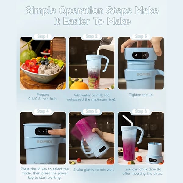 مخلوط کن قابل حمل شیائومی Xiaomi BOMIDI Portable Blender JB01 ظرفیت ۰.۴۵ لیتر — تصویر ۴