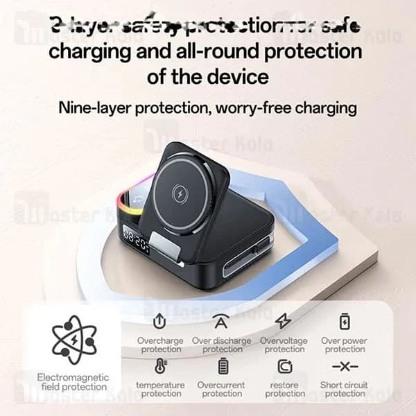 استند و شارژر وایرلس چند کاره مگ سیف یسیدو Yesido DS38 با قابلیت شارژ اپل واچ — تصویر ۵