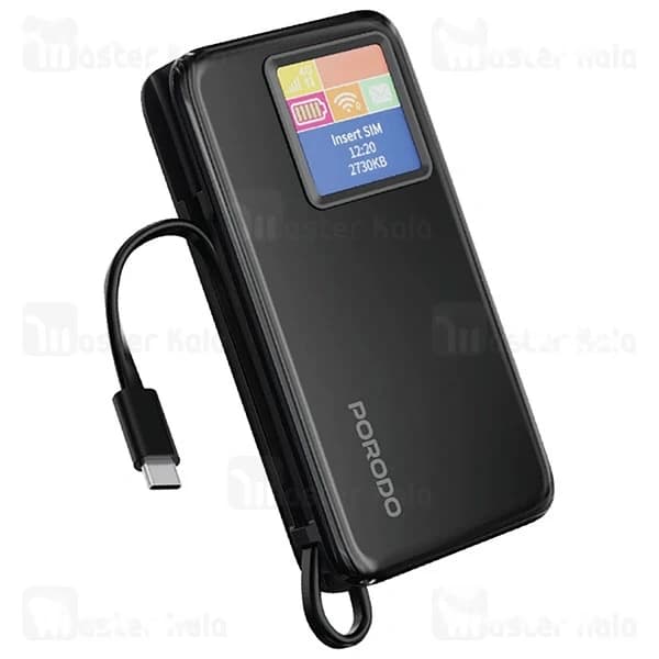 مودم همراه 4G و پاور بانک 10000 پرودو Porodo PDPBFCH087BK — تصویر ۲