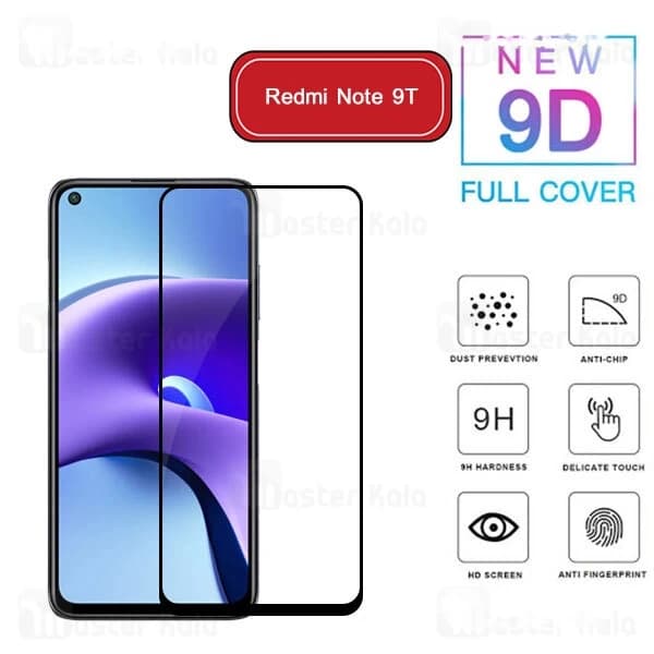 محافظ صفحه شیشه ای تمام صفحه تمام چسب شیائومی Xiaomi Redmi Note 9 5G / Note 9T 9D Glass