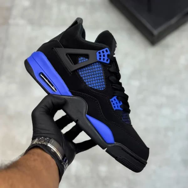 ایر جردن 4 Air Jordan 4 Retro Black Blue Thunder — تصویر ۲