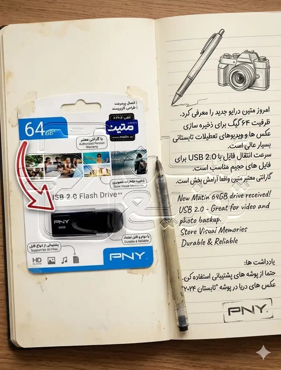فلش مموری PNY مدل USB2 ظرفیت 64 گیگابایت با گارانتی مادام متین — تصویر ۴