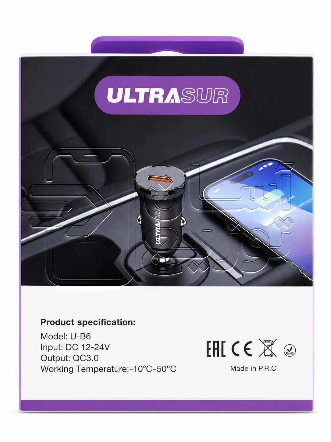 شارژر فندکی تک پورت USB اولتراسور Ultrasur مدل U-B6 — تصویر ۳