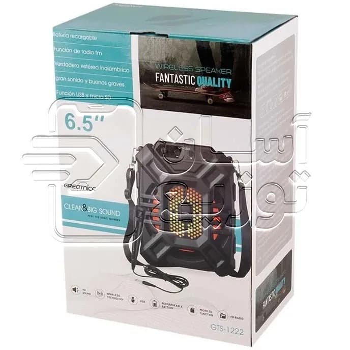 اسپیکر بلوتوثی Great nice مدل GTS-1222 + به همراه میکروفون + بند آویز — تصویر ۲
