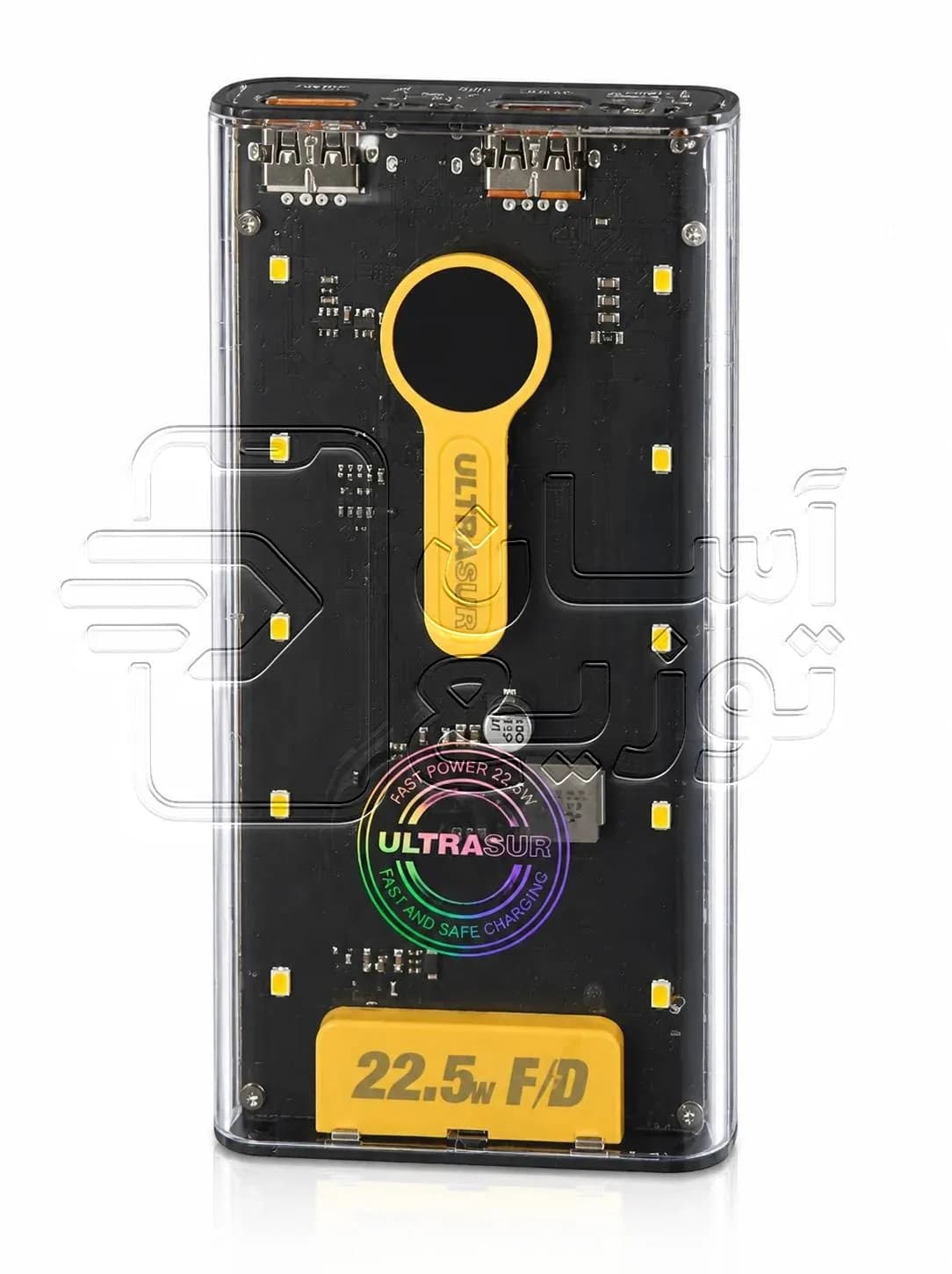 پاوربانک 30000 میلی آمپر اولتراسور Ultrasur مدل P11+ خروجی 22.5 وات سوپر فست شارژ دارای چراغ اضطراری 4 حالته + 4 کابل سرخود با گارانتی 1 ساله آسان توزیع — تصویر ۳