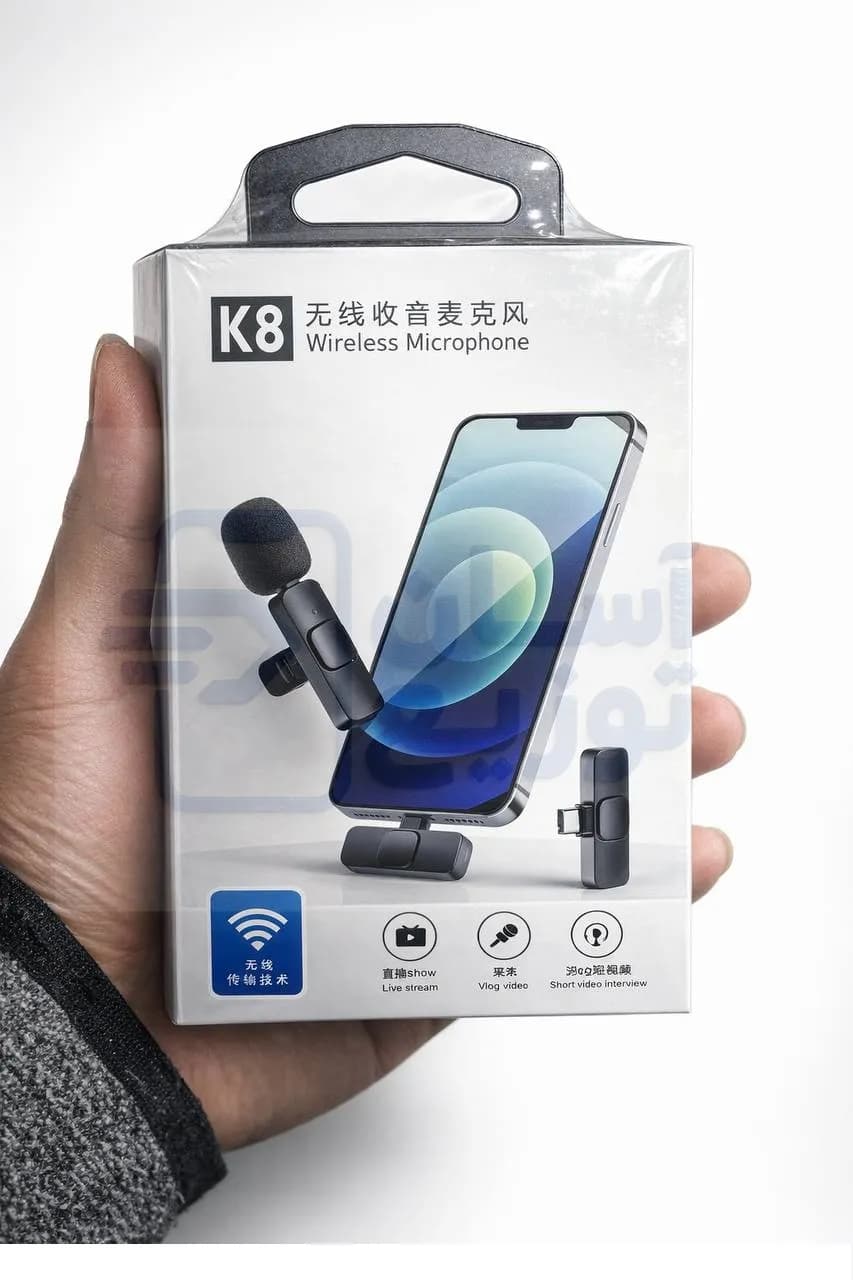 میکروفون یقه ای بی سیم مدل K8 تایپ سی + لایتنینگ