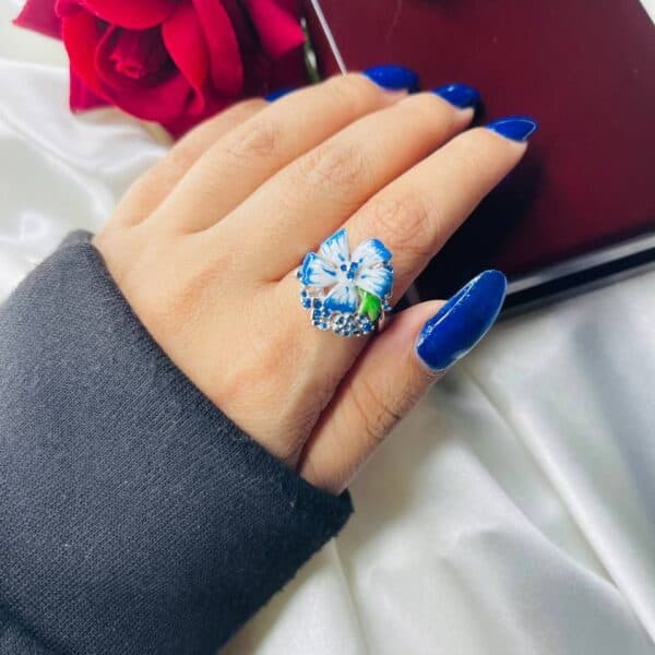 انگشتر نقره زنانه | مدل گل | بدون نگین کد SWA276 — تصویر ۳