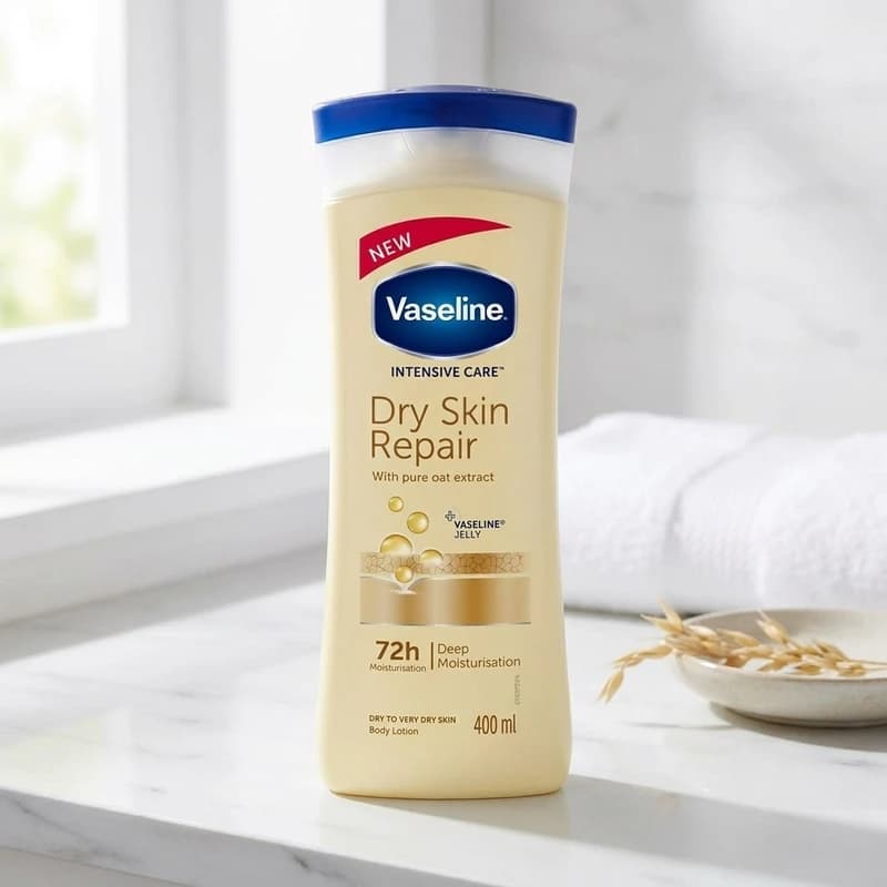 لوسیون بدن وازلین | Vaseline حاوی عصاره جو ترمیم کننده مناسب برای پوست‌های خشک و آسیب‌دیده 400 میلی‌لیتر