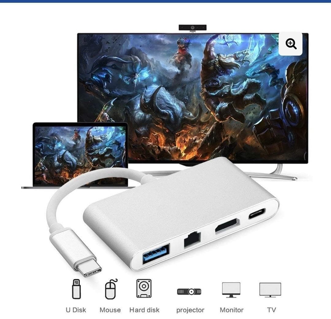 هاب 4 کاره USB-C به Lan/HDMI/USB-C/USB 3.0 — تصویر ۳