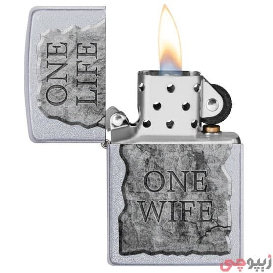 فندک زیپو اصل کد 205 One life One Wife Design — تصویر ۳