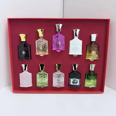 پک هدیه مینی عطر ادکلن کرید اونتوس فرانسه طرح کریسمس Creed Aventus Christmas Gift Set حجم 15 میل – مجموعه 10 عددی — تصویر ۳