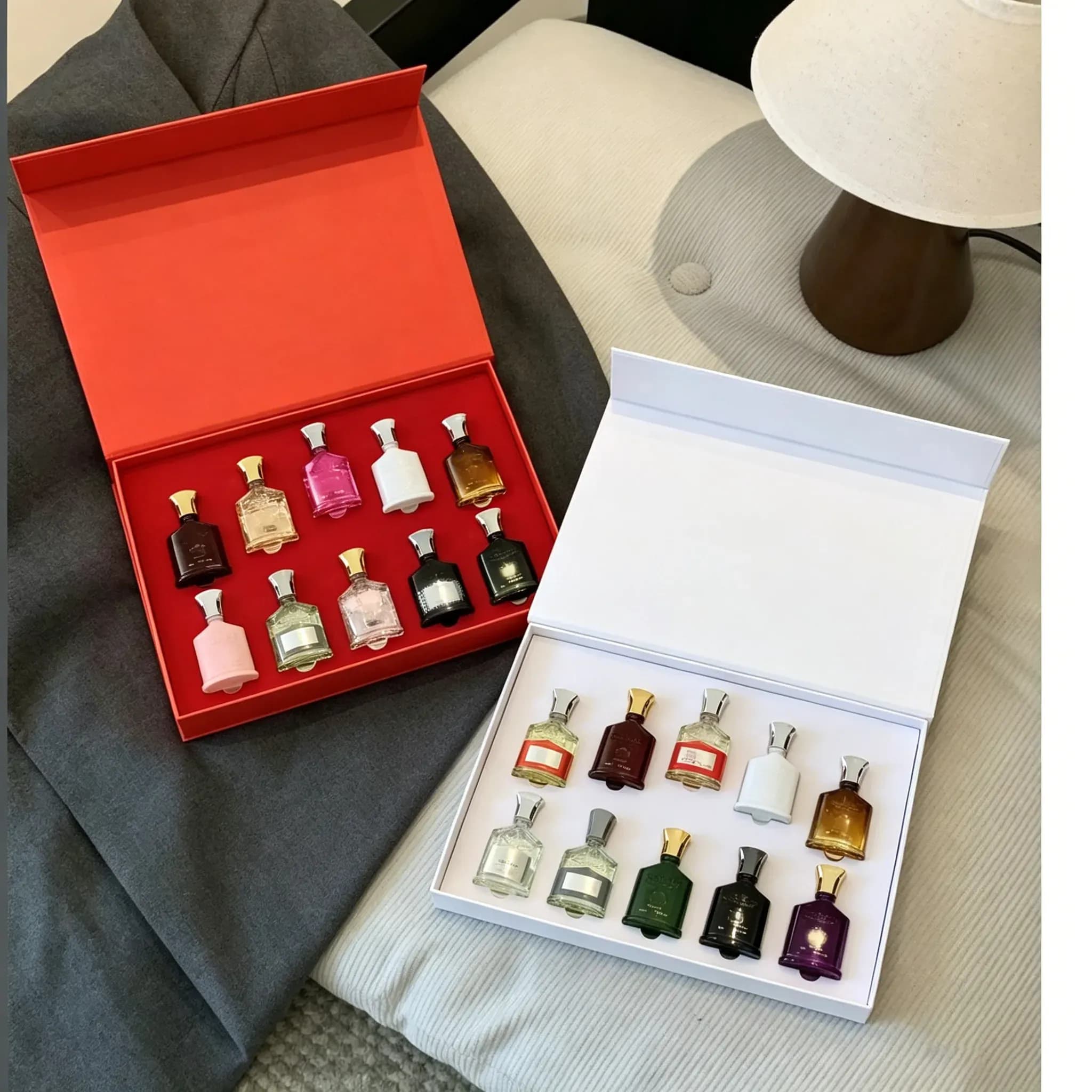 پک هدیه مینی عطر ادکلن کرید اونتوس فرانسه طرح کریسمس Creed Aventus Christmas Gift Set حجم 15 میل – مجموعه 10 عددی — تصویر ۲