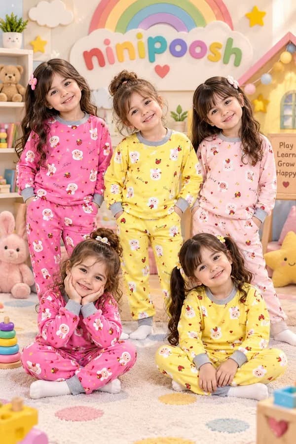 بلوز شلوار وارداتی توکرکی طرح خرگوش و توت فرنگی سایز 35 تا 55 — تصویر ۲