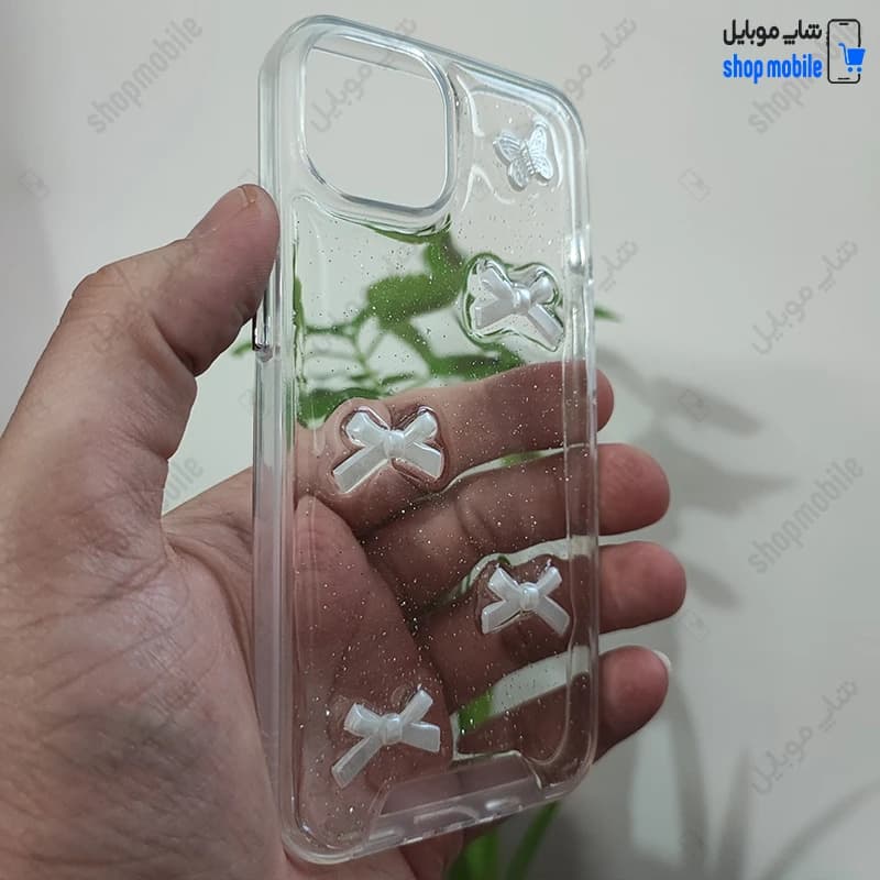 قاب گوشی آیفون 14 (کاور رزینی شفاف طرح پروانه و پاپیون برجسته) — تصویر ۹