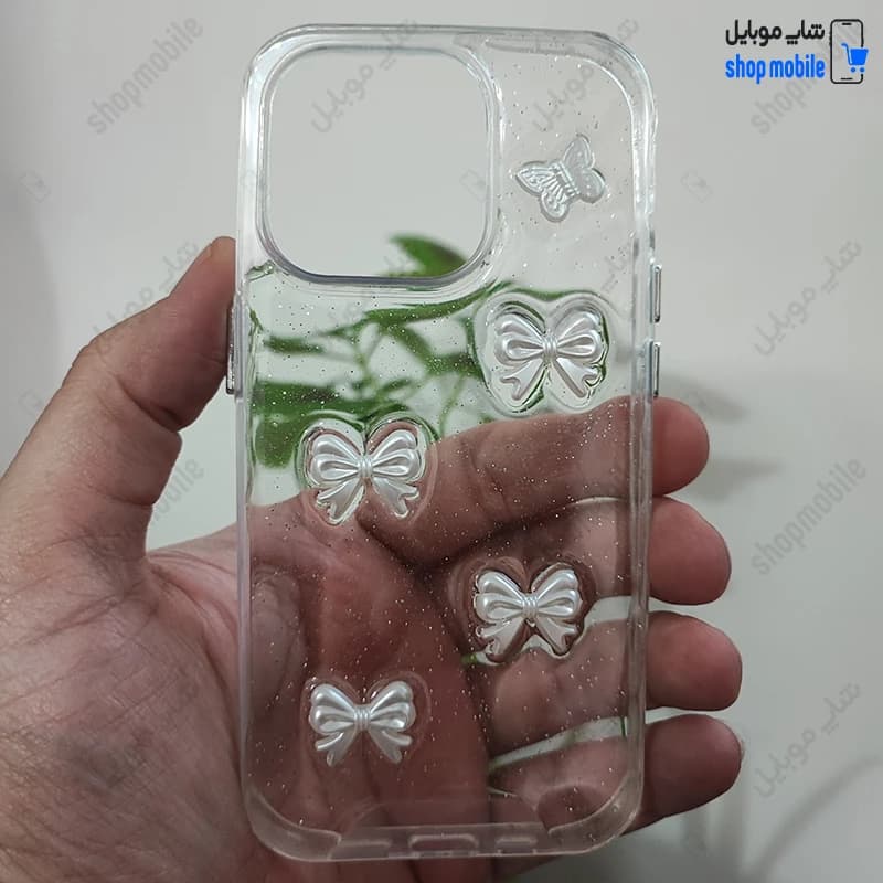قاب گوشی آیفون 14 (کاور رزینی شفاف طرح پروانه و پاپیون برجسته) — تصویر ۱۰