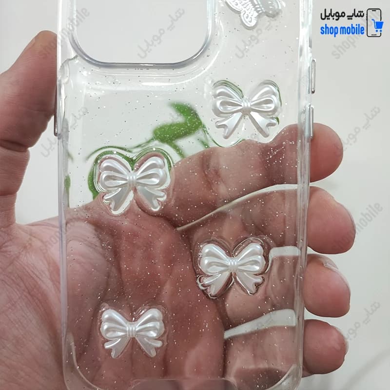 قاب گوشی آیفون 14 (کاور رزینی شفاف طرح پروانه و پاپیون برجسته) — تصویر ۱۲
