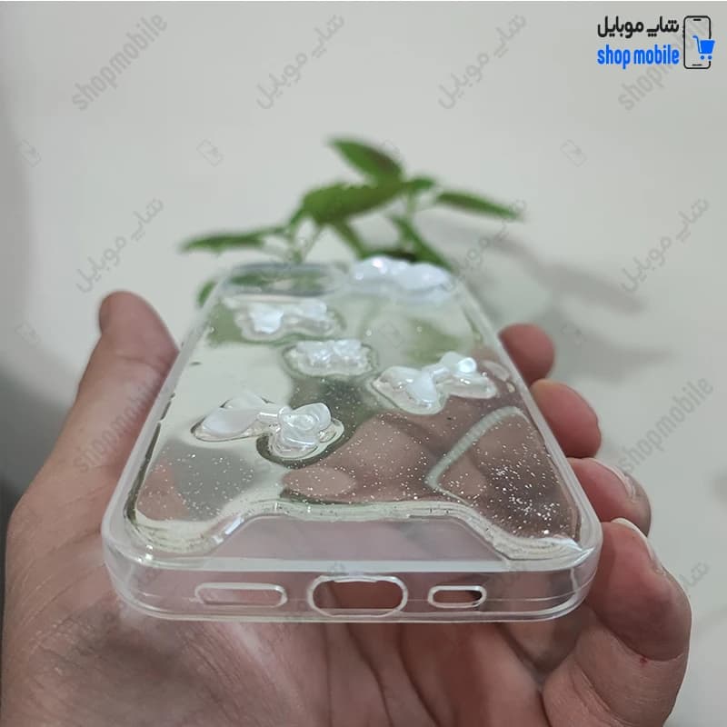 قاب گوشی آیفون 14 (کاور رزینی شفاف طرح پروانه و پاپیون برجسته) — تصویر ۴
