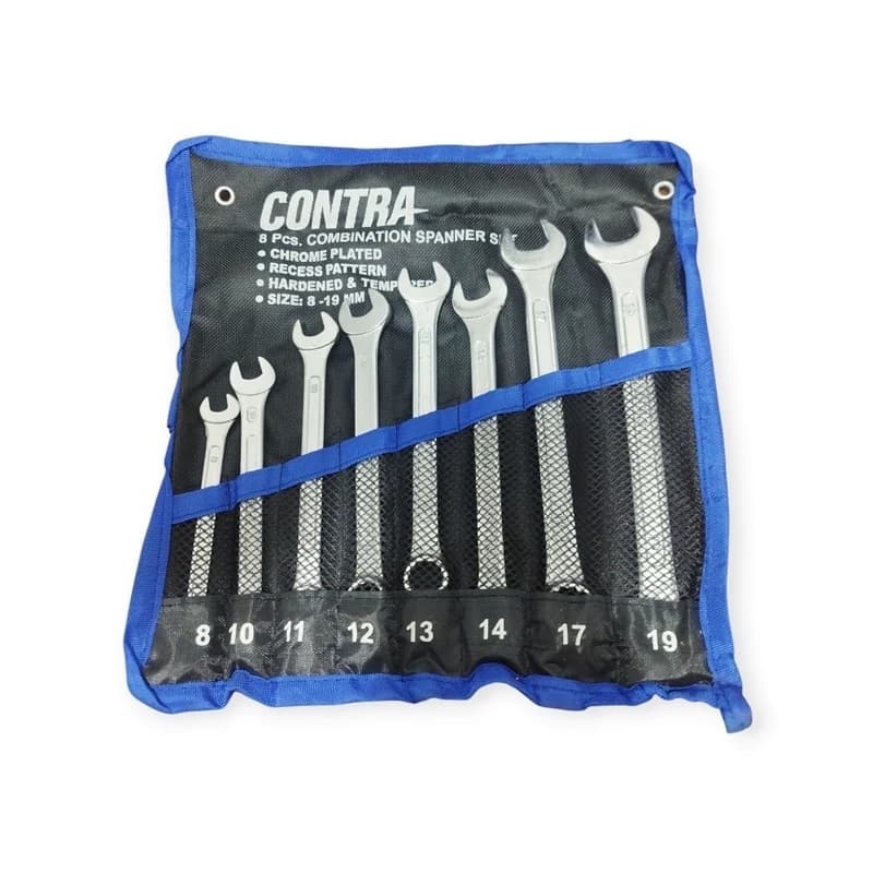 آچار یکسر تخت و یکسر رینگی کونترا مدل S8-19 مجموعه 8 عددی