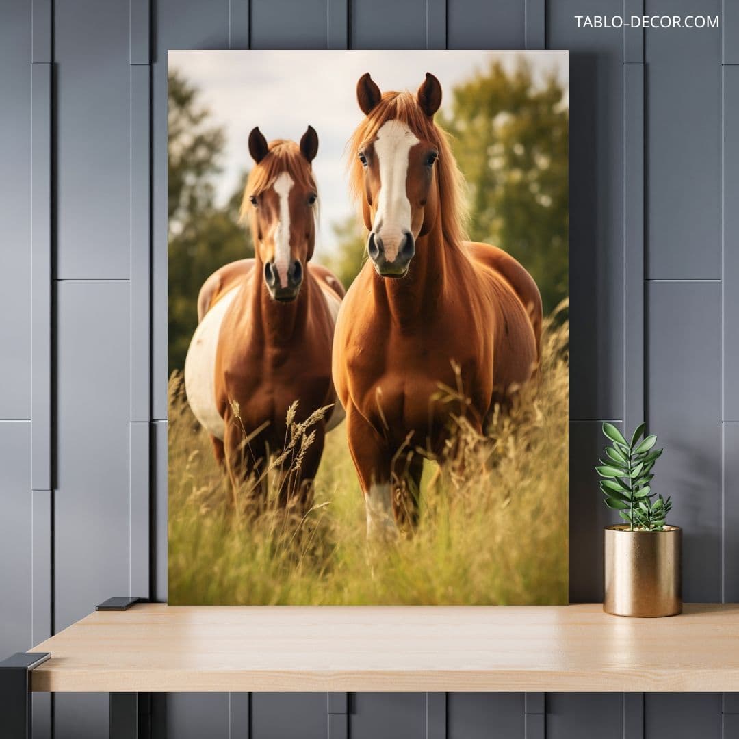 تابلو اسب های قهوه ای Brown horses