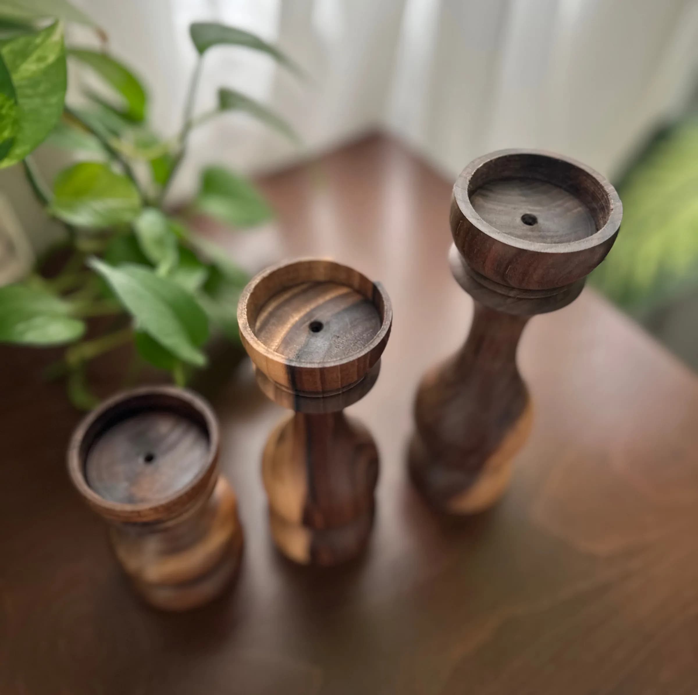 شمعدان چوبی مدل رویا مجموعه ٣ عددی — تصویر ۴